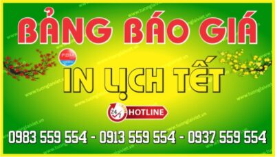 Bảng báo giá Lịch Tết theo mẫu 2026