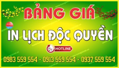 Bảng giá In Lịch Độc Quyền 2026