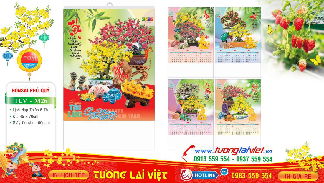 Lịch 5 tờ Bonsai