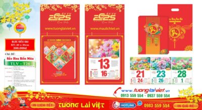 Mẫu Lịch Bloc Bảng Treo Sơn Mài