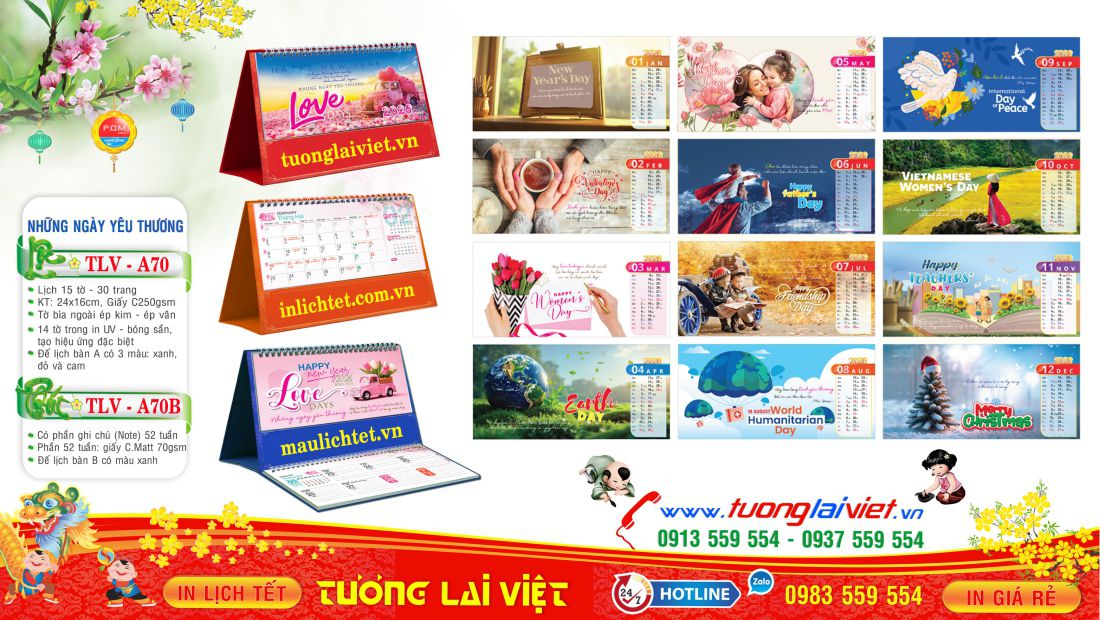 Mẫu Lịch Bàn 15 Tờ Những Ngày Yêu Thương