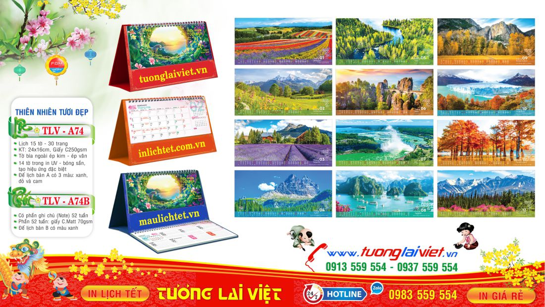 Mẫu Lịch Bàn 15 Tờ Thiên Nhiên Tươi Đẹp