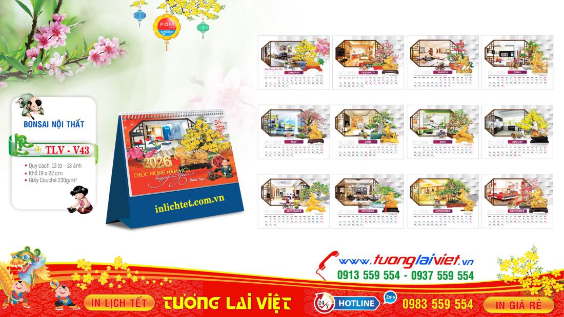 Mẫu Lịch Bàn Đứng Nội Thất