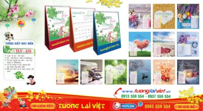Mẫu Lịch Để Bàn Thông Điệp May Mắn