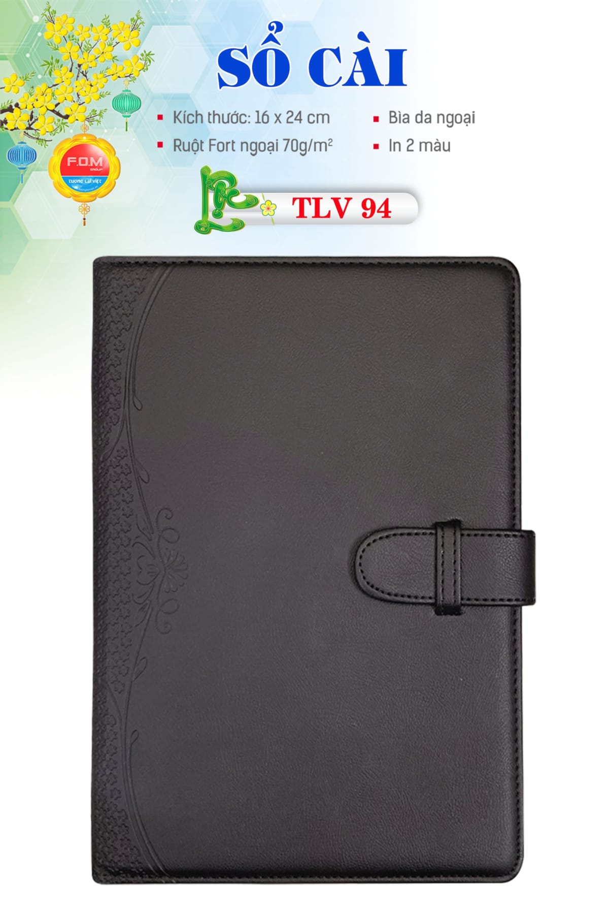 Sổ Agenda Tay Cài Bìa Đen